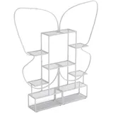 COSTWAY 6-stufiger Pflanzenständer aus Metall, schmetterlingsförmig, Blumenregal mit 4 Haken