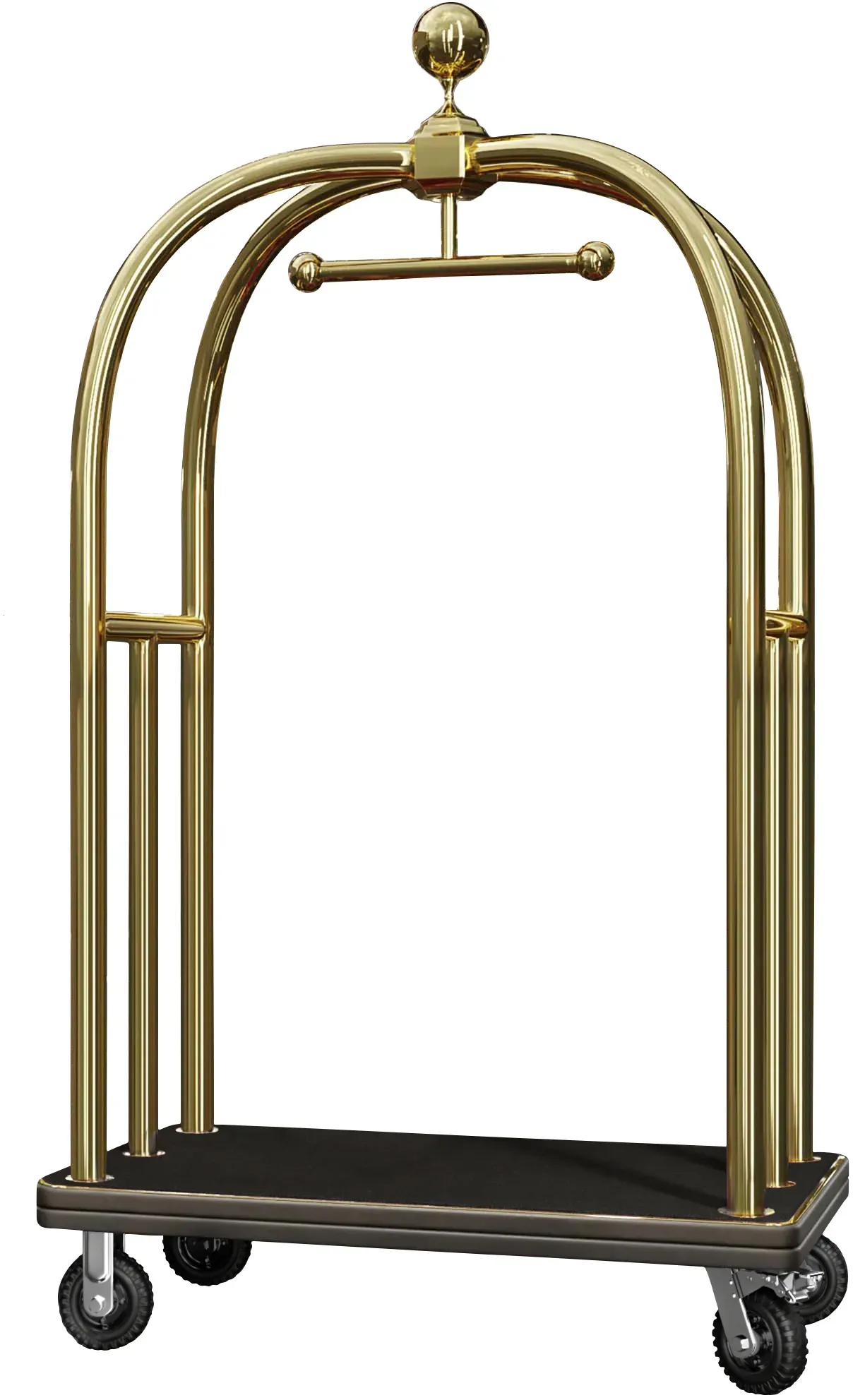 Gepäckwagen | B:T:H 108 x 193 x 65 cm | Gold/Schwarz | Hotelwagen, Hotel Gepäckwagen, Kofferwagen Hotel, Hotel Kofferwagen