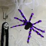 Riesenspinne Für Halloween-Dekorationen, 75 cm Realistische Haarige Kunstspinne, Weiche Haarige Gruselige Spinne Mit Roten Augen Und Biegsamen Beinen, Outdoor-Dekorationen, Halloween-Dekoration