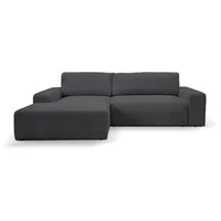 WERK2 Ecksofa »Hugo-L L-Form«, Design Ecksofa in Cord mit Schlaffunktion & Bettkasten, grau