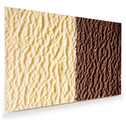 Primedeco Glasbild Wandbild Schokoladen und Vanilleeis mit Aufhängung, Süsses braun 45 cm x 30 cm