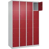 Californian Products CP Schließfachschrank Classic Plus lichtgrau, rubinrot 080000-405 S10001, 20 Schließfächer 120,0 x 50,0 x 185,0 cm