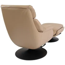 Mendler Relaxsessel mit Hocker HWC-K99, Fernsehsessel Sessel, Wippfunktion drehbar, Metall Echtleder/Kunstleder - taupe