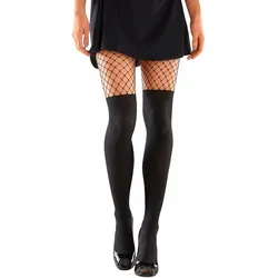 Overknee-Strumpfhose BUFFALO, Damen, Gr. 36/38, schwarz, Obermaterial: 90% Polyamid, 10% Elasthan, Netz, uni, elastisch, Strumpfhosen, mit blickdichten Overknee Strümpfen