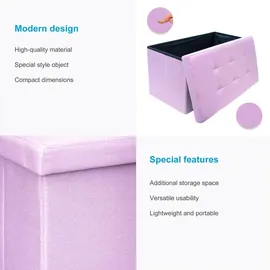 Intirilife Faltbare Sitzbank 76x38x38 cm in LOTUS ROSA - Sitzwürfel