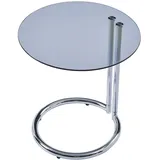 [en.casa] Beistelltisch, Ylivieska 46xØ45 cm Chromfarben/Grauglas (44.50 x Ø45 Dekotisch Kaffetisch rund Ablagetisch mit Metallgestell Nebentisch