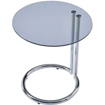[en.casa] Beistelltisch, Ylivieska 46xØ45 cm Chromfarben/Grauglas (44.50 x Ø45 Dekotisch Kaffetisch rund Ablagetisch mit Metallgestell Nebentisch