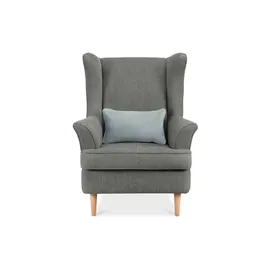 Konsimo Ohrensessel Stralis Webstoff 82 x 108 x 80 cm Grau mit Kissen