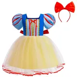 Lito Angels Prinzessin Schneewittchen Kleid mit Stirnband für Kinder Mädchen, Party Kostüm Verkleidung Größe 5-6 Jahre 116