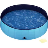 fudajo Hundepool 100 x 30 cm rutschfestes Hundeplanschbecken, Hundeschwimmbad faltbar aus PVC, Hundebadewanne mit verstärkten Kanten, tragbarer Pool für
