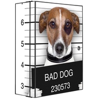 banjado Medizinschrank Stahl Bad Dog Jack Russel (abschließbar, 3 große und 2 kleine Fächer) 35 x 46 x 15cm schwarz