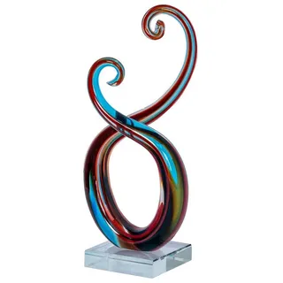 levandeo Skulptur H28cm Glas Glasdeko Blau Rot Deko Design Figur Unikat Tischdeko Geschenk Dekofigur