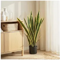 Outsunny Künstliche Sansevieria groß 77 cm Kunstpflanze, künstliche Pflanzen im Topf, Fake Plant wie echt für Wohnzimmer Schlafzimmer Büro Garten Moderne Dekoration Geschenk