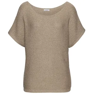 LASCANA Kurzarmpullover Damen camelfarben-goldfarben Gr.44/46