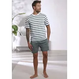 H.I.S. Shorty H.I.S "Pyjama für Herren" Gr. 48/50 (M), grün (grün /creme) Herren Homewear-Sets aus Baumwoll-Mix