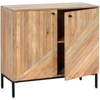 Mendler Highboard HWC-L95, Kommode Schrank Sideboard, Massiv-Holz Mango 86x90x43cm