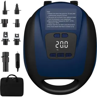 Sup Pumpe Elektrisch,20psi Schlauchboot Pump,Sup Pumpe mit intelligenter zweistufiger Auto-Off-Funktion,Elektrische Luftpumpe Sup für Paddelboard, Aufblasbares SUP und Boot (Dark Blue)