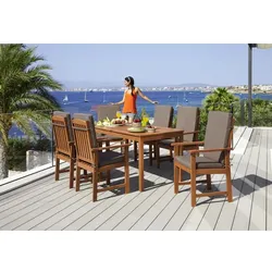 MERXX Gartenmöbel »Montana«, 6 Sitzplätze, Eukalyptusholz, inkl. Auflagen - beige