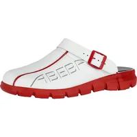 Abeba Berufsschuh-Clog 7313-38 Dynamic Clog Arbeitsschuh, weiß/rot mit Aufdruck