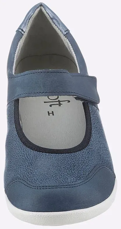 Slipper CASUAL LOOKS, Damen, Gr. 41, blau (jeansblau), Glattleder, Nubukleder, Textil, Schuhe Slipper