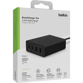 Belkin 108W 4-Port Ladegerät, 2x USB-C, 2x USB-A, schwarz, 2m Netzkabel