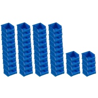 SuperSparSet 48x Blaue Sichtlagerbox 1.0 | HxBxT 6x10x10cm | 0,4 Liter | Sichtlagerbehälter, Sichtlagerkasten, Sichtlagerkastensortiment, Sortierbehälter