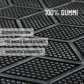 WECON HOME Fußmatte WECON HOME "Bossa Groove", grau (silber grau), B:40cm H:4mm L:60cm, Gummi, Teppiche, Fußmatte, Gummi, pflegeleicht, abwaschbar, rutschfest, geometrisches Muster