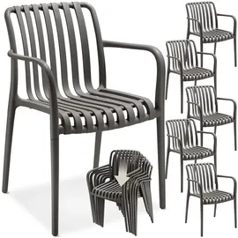 Tectake Alcudia Gartenstuhl 54,5 x 58 x 80,5 cm grau 6 St.