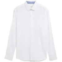 Tom Tailor Herren Regular Fit Hemd mit Logo-Stickerei, weiß,