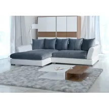 Fun Möbel Couchgarnitur TORRIS L-Form in Weiss- Anthrazit / Ottomane Links - Weiß