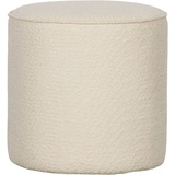 Woood Sara Hocker Ø 46 cm - Pouf Hoch Sitzhocker Rund aus Bouclé-Stoff Polsterhocker Fußbank Sitzpouf - Creme - 46x46x46 cm