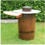 DEINWERK Grillfass-Set Grilltonne aus Corten
