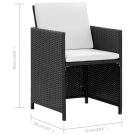 vidaXL Polyrattan Set 11-tlg. schwarz/cremeweiß
