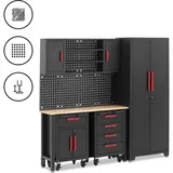 MSW Werkstattschrank modular 132 x 42,7 x 2,5 cm Platte Lochwand 2 Rollcontainer verriegelbar Werkzeugschrank Metall Werkstattschrank Metallschrank Hängeschrank