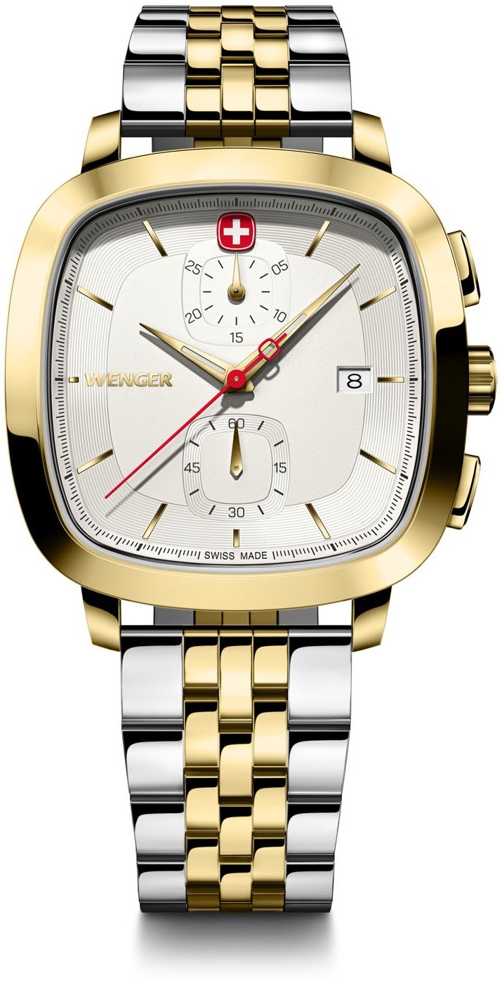 Wenger Vintage Classic Chrono Herrenuhr 40mm mit Chronographenfunktion Gold/Gold/Silber/gold