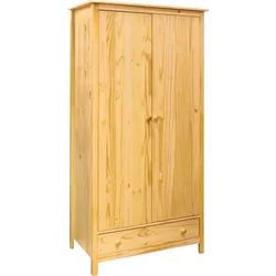 Kleiderschrank HOME AFFAIRE, beige (natur), B:100cm H:190cm T:58cm, Massivholz, Schränke, mit sichtbarer Maserung und Kleiderstange
