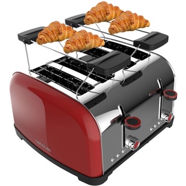Cecotec Vertikaler Toaster Toastin' time 1700 Double Red, 1700W, Doppelter kurzer und breiter Schlitz 3,8 cm, Obere Stäbe, Edelstahl, Automatische Abschaltung und Pop-up-Funktion, Krümelablage