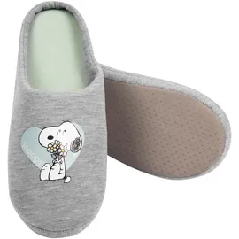 UNITED LABELS The Peanuts Hausschuhe Snoopy - Herz Puschen Slipper Pantoffeln Grau - Grau