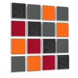 platino24 Akustikplatte 16 Elemente 3D-Set Colore Quadrat 27,5 x 27,5 cm Multicolore rot