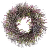 Beliani Dekokranz Violett Grün mit Kunstblumen 50 cm