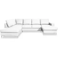 Mid.you Wohnlandschaft, Weiß, Leder, Lederlook, Uni, 8-Sitzer, Füllung: Schaumstoffflocken, U-Form, 303x197 cm, Made in EU, Oeko-Tex® Standard 100, Wohnzimmer, Sofas & Couches, Wohnlandschaften, Wohnlandschaften in U-Form