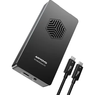 ANYOYO 80 Gbit/s M.2 NVMe SSD-Gehäuse unterstützt bis zu 8 TB intelligente Temperaturregelung und Lüfterkühlung, kompatibel mit Thunderbolt 3/4/5/USB4, abwärtskompatibel mit USB 3.2/3.1/3.0 (Schwarz)