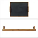 Relaxdays Serviertablett, Schieferplatte, 2 Henkel, Schiefer, Deko Accessoire, Küche, H x B x T: 6 x 40,5 x 32 cm, natur