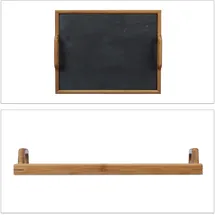 Relaxdays Serviertablett, Schieferplatte, 2 Henkel, Schiefer, Deko Accessoire, Küche, H x B x T: 6 x 40,5 x 32 cm, natur
