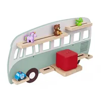 Relaxdays Toniebox Regal, magnetisch, für Hörspielbox & 25 Tonies, Bus, HxBxT: 32x62x13 cm, Toniefigurenregal, salbei