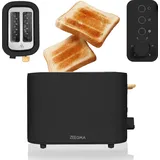 Zeegma TOSTEE 2-Scheiben-Toaster, Leistung 820 W, Auftau-, Aufwärm- und Stoppmodus, Krümelfach, Zeitsteuerung, Edelstahlgehäuse, Toaster (Schwarz)