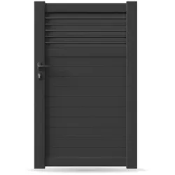 Gartentür, Einzeltor, Modell Frankfurt, Aluminium, Anthrazit, flexible Befestigungssysteme, individuell konfigurierbar