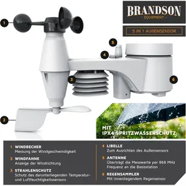 Brandson Funkwetterstation Schwarz 5-in-1