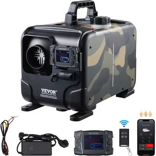 Vevor Diesel Luftheizung Diesel Heizung 8kW 12V/24V Bluetooth APP Steuerung All in One Diesel-Luftheizung mit Bluetooth-App Fernbedienung & CO-Alarm, schnell aufheizende horizontale tragbare horizontale Dieselheizung, 12 v All-in-One-Diesel-Lufterhitzer