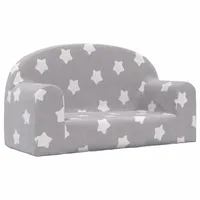 vidaXL Kindersofa 2-Sitzer Hellgrau mit Sternen Polyester weich